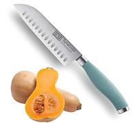 Taylors Eye Witness Syracuse Oriental Santoku Kitchen Knife - Professional 13cm/5 Cutting Edge, Multi Use. Ultra Fine Blade, Precision Ground Razor Sharp. Soft Textured Grip. Aqua Blue Handle.