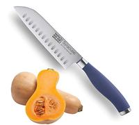 Taylors Eye Witness Syracuse Oriental Santoku Kitchen Knife - Professional 13cm/5 Inch Cutting Edge, Multi Use. Ultra Fine Dimpled, Razor Sharp Blade. Soft Textured Grip Denim Blue Handle.