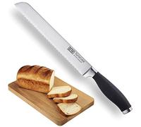 Taylors Eye Witness Syracuse Scalloped Kitchen Bread Knife - Professional 20cm/8 Inch Cutting Edge, Multi Use. Precision Ground, Razor Sharp, Ultra Fine Blade. Soft Textured Grip Matte Black Handle.