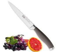Taylors Eye Witness Syracuse Serrated Utility Kitchen Knife - Professional 13cm/5” Cutting Edge, Multi Use. Ultra Fine Toothed, Razor Sharp Blade. Soft Textured Grey Handle, Excellent Grip.