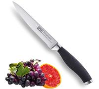 Taylors Eye Witness Syracuse Serrated Utility Kitchen Knife - Professional 13cm/5” Cutting Edge, Multi Use. Ultra Fine Toothed, Razor Sharp Blade. Soft Textured Grip Matte Black Handle.