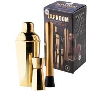 Taylor's Eye Witness Taproom 3pcs Gold Coloured Stainless-Steel Cocktail Shaker Set - Includes 500ml (17.5fl oz) Metal Cobbler Shaker, 25ml/40ml Double Jigger & Muddler.