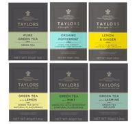 Taylors of Harrogate Green Tea Variety Pack Individually Wrapped & Tagged Bags x20 (Pack of 6, Total 120) - Pure Green, Peppermint, Lemon, Mint, Jasmine & Lemon Ginger