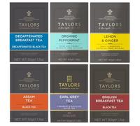 Taylors of Harrogate Tea Variety Pack 20 Individually Wrapped & Tagged Bags (Pack of 6, Total 120) - Decaf Breakfast, Assam, Lemon Ginger, Earl Grey, Peppermint & English Breakfast