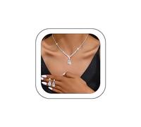 Taylover Silver Prom Jewelry Sets for Women Bridal Wedding Jewelry Sets for Brides Rhinestone Necklace and Earring Sets for Women Elegant Formal Bling Jewelry Sets for Women Evening Wear, Metal