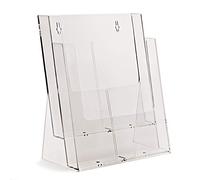 taymar 2C230X Table Brochure Stand, DIN A4, 2 Levels, Transparent, Without Divider