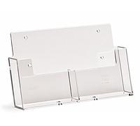 Taymar A6 Portrait Wall Mounting Leaflet Holder with 2 Pockets - Clear