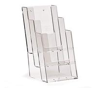 Taymar Table Brochure Holders, Flyer Stand with 3 Compartments, Filling Depth 30 mm, Transparent A4 Three-Printed (99 x 210 mm), Pack of 4