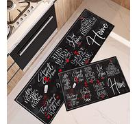 Tayney Kitchen Rugs Set of 2 Non Slip Washable Love Heart