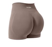 TAYOEA Workout Shorts Women Scrunch Butt Booty Lifting Seamless Biker Shorts for Gym Athletic Yoga, Mocha, S