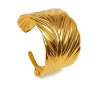 TaYolnFaSo Adjustable Cuff Bracelet for Women 18K Gold Electroplated Wide Chunky Bracelet Wrist Buckle Bracelet Non Tarnish Ladies Open Cuff Bangle Jewelry Gift, 43.5, Stainless Steel, no gemstone