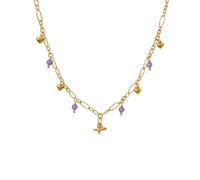 TaYolnFaSo Golden Paper Clip Chain Natural Stone Emerald Cut Birthstone Pendant Paper Clip Chain Necklace with Paper Clip Jewelry Birthday Gift for Women, 18 inches, Stainless Steel, No Gemstone