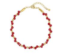 TaYolnFaSo Natural Freshwater Pearl Bracelets 18K Real Gold-Plated Dainty Handmade Gemstone Crystal Beaded Bracelet Stackable Stone Pearl Jewelry Gift for Women, 7.7, crystal