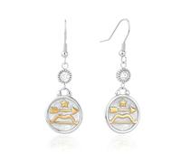 TaYolnFaSo Two Tone 12 Zodiac Earrings Pearly White Enamel Round Disc Constellation Horoscope Dangle Earrings Gold Zodiac Sign Jewelry Birthday Gift for Women, Stainless Steel, Cubic Zirconia