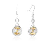 TaYolnFaSo Two Tone 12 Zodiac Earrings Pearly White Enamel Round Disc Constellation Horoscope Dangle Earrings Gold Zodiac Sign Jewelry Birthday Gift for Women, 17mm x 50mm, Stainless Steel, Cubic
