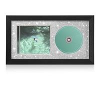 TAYRTVO CD Display Frame for CD Case and Discs with Solid Wood, Wall Mounted and Desktop Signed CD Display Frame, Glitter Shining Black Style, 7.9"x14.3"