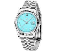 TAYSHILEY Men's Watches 39mm Automatic Stainless Steel Mechanical Wrist Watch for Men, Arabic Numerals Dial, Screw-in Crown, Auto Date, LIGHT BLUE RT-128New, Classic And Luxury