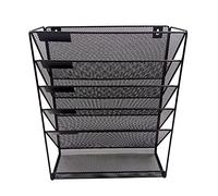 TAYSTE Wall File Organizer,Mesh 5-Tier Multifunctional File Folder Organizer - File Rack, Wall File Organizer for File Book Folders A4 Papers, Black