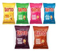 Tayto 36 x 25g Mix Box Potato Flavoured Chips, • 8 x Cheese & Onion,8 x Smoky Bacon.6 x Wuster Sauce, 6 x Prawn Cocktail,6 x Spring Onion,2 x Salt & Vinegar