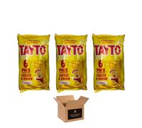 Tayto Crisps Flavoured British Potato Chips & Corn Snacks | 6xCheese Onion, Smoky Bacon, Wuster Sauce, Prawn Cocktail and Spring Onion - Party, Lunchbox Crispy Packs (Pack 3, 6 x Cheese & Onion)