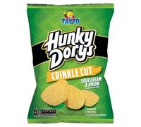Tayto Hunky Dorys Crinkle Cut Crisps, Sour Cream & Onion Flavour, 130 g, Pack of 3