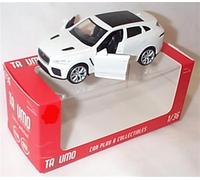 tayum'o Jaguar F Pace White pull back and go with opening doors vehicle 1:36 scale diecast model