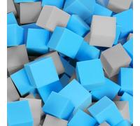 TAYUQEE Foam Pit Cubes, 24 PCS 5 Inches Gymnastics Foam Blocks Trampoline Blocks, Multi-Sport Protective Padding for Gymnastics, Trampoline, Parkour, Skate Parks & BMX - Grey & Blue