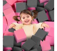 TAYUQEE Foam Pit Cubes, 24 PCS 5 Inches Gymnastics Foam Blocks Trampoline Blocks, Multi-Sport Protective Padding for Gymnastics, Trampoline, Parkour, Skate Parks & BMX - Dark Grey & Pink