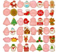 Tayuvira 24 Pcs 2025 Advent Calendar-Christmas Cookie Stamps Cutters,Biscuit Baking Tools,Gingerbread Cookie Cutters Xmas Embossing Santa Claus Elk Snowman Shapes 3D Plastic Cookie Molds