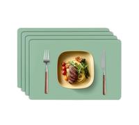 TAZAMI Silicone Place Mats for Table set of 4 Reusable Washable Non-slip Table Mats Nonstick Heat Resistant Waterproof Placemats for Kitchen Restaurant Office Desk 30X40cm(Green)