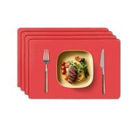 TAZAMI Silicone Place Mats for Table set of 4 Reusable Washable Non-slip Table Mats Nonstick Heat Resistant Waterproof Placemats for Kitchen Restaurant Office Desk 30X40cm(Red)