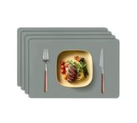 TAZAMI Silicone Place Mats for Table set of 4 Reusable Washable Non-slip Table Mats Nonstick Heat Resistant Waterproof Placemats for Kitchen Restaurant Office Desk 30X40cm(Dark Grey)