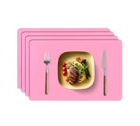 TAZAMI Silicone Place Mats for Table set of 4 Reusable Washable Non-slip Table Mats Nonstick Heat Resistant Waterproof Placemats for Kitchen Restaurant Office Desk 30X40cm(Pink)