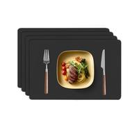 TAZAMI Silicone Placemat for Table set of 4 Reusable Washable Non-Slip Nonstick Heat Resistant Waterproof Craft Mat Placemats for Kitchen Baking Restaurant Office Desk 30X40cm(Black)