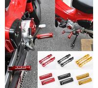 TAZGANTAX Motorcycle Front Driver & Rear Passenger Aluminum Folding Footpegs Foot Rest Compatible with H-onda Cross Cub 110 CC110 CC 110 2023 2024 Pegs Pedal Step Board Extender (Front-Red)