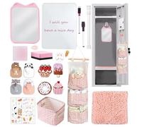 Tazimi Locker Accessories Kit with Magnetic Whiteboard, Mirror, Hook, Rug, Storage Bag, Pen Holder - Back to School Essentials for Girls' Locker Organizer