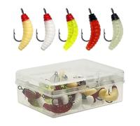 TAZIZI 30Pcs Fly Fishing Lures Hook Set Artificial Baits Soft Fishing Lures Maggots Baits with Hook Enduring for Freshwaters Saltwater Lake Trout Ice Lure