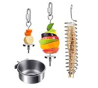 TAZIZI Bird Food Holder Hanging Stainless Steel Treat Feeders Food Basket For Fruit Grain Wheat Feeding Bowls For Parrot