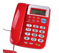 TAZIZI C168 Fixed Telephone with Big Button and 24Ring Tones, Red | Call and Caller Display with Double Interfaces, No Need Battery, 24 Selectable Ringtones for Business or Home