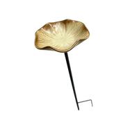 TAZIZI Ceramic Bird Bath Bowl with Metal Stand for Garden, White