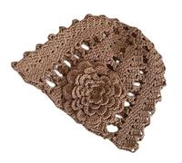 TAZIZI Crocheted Hat for Lady Headwrap Flower Beanie Hat for Party Prom Vacation Hat Elegant Casual Hat Photo Props
