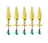 TAZIZI Metal Fly Baits with Propellers 5pcs Spoon, Gold 3.2g