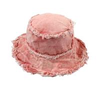 TAZIZI Unisex Distressed Bucket Hat Frayed Edge Bucket Hat Adult Summer Sunproof Fisherman Hat Foldable Wide Brim Sun Hat