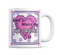 Tazletree Cane Corso Mix Mug, Home is Where My Dog is, Pink and Purple, Ideal Cup for pet Lovers.