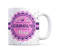 Tazletree Carol Mug- Hands Off Carol's Mug - Funny Pink & Purple Coffee Mug for Their Personal Space