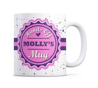 Tazletree Molly Mug- Hands Off MOLLY's Mug - Funny Pink & Purple Personalised Name Coffee Mug for Their Personal Space
