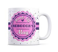 Tazletree Rebecca Mug- Hands Off REBECCA's Mug - Funny Pink & Purple Coffee Mug for Their Personal Space