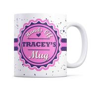 Tazletree Tracey Mug- Hands Off TRACEY's Mug - Funny Pink & Purple Coffee Mug for Their Personal Space