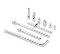Tazozo Impact Socket Extension Bar 10pcs 3/8” Extension Bar Tool Accessory Set for Ratchet Wrench 75mm, 150mm, 250mm Extender Bars, Universal Joint, Reducer Adapter