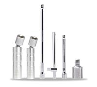 Tazozo Thin Wall Spark Plug Socket 3/8” Drive 14mm 16mm Spark Plug Removal Tool, 12 Point Universal Joint Magnetic Swivel Spark Plug Spanner for Car Repair with 3/8" Extension Bar, T Spanner